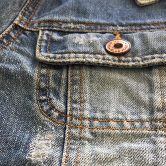 Old Navy Jean Jacket size M buttons front cuffs & back washable color blue #584 - Picture 8 of 10